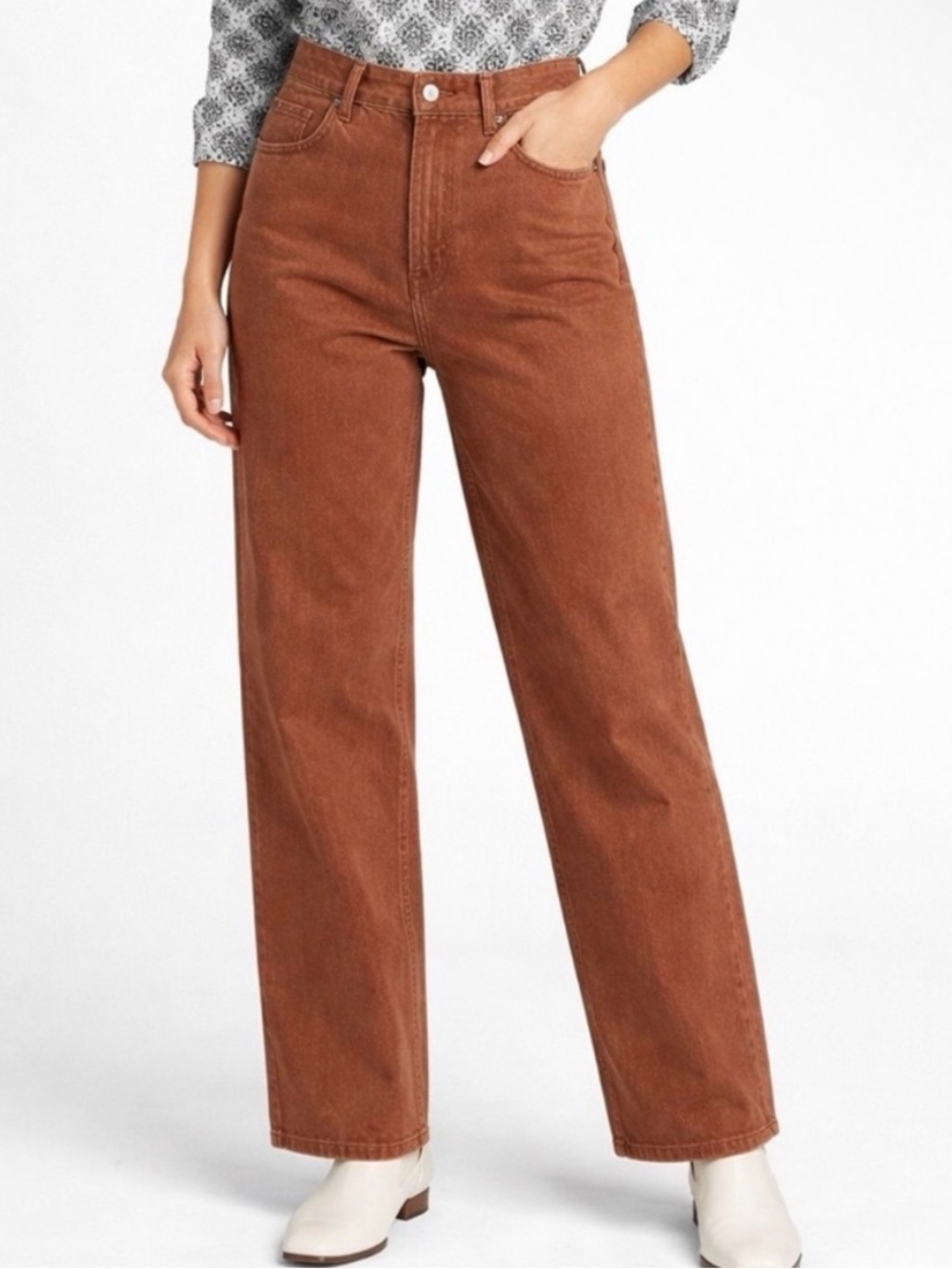 Everlane The Way High Organic High Rise Jeans in Rust Brown NWOT 27 Tall